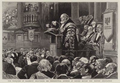 El Marqués de Salisbury dando su discurso presidencial en Oxford ante la Asociación Británica de Alexander Stuart Boyd